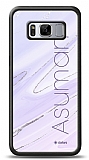 Dafoni Glossy Samsung Galaxy S8 Kiiye zel simli Simli Mor Mermer Klf