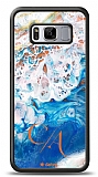 Dafoni Glossy Samsung Galaxy S8 Plus Kişiye Özel Çift Harf Simli Okyanus Mermer Kılıf