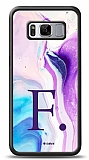 Dafoni Glossy Samsung Galaxy S8 Plus Kişiye Özel Harf Simli Pembe Mermer Desenli Kılıf