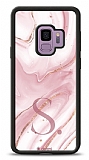 Dafoni Glossy Samsung Galaxy S9 Kişiye Özel Harf Simli Pembe Mermer Kılıf