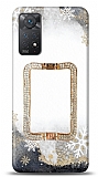 Xiaomi Redmi Note 11 Pro Snowflake Crystal Kare Gold Taşlı Tutuculu Resimli Kılıf