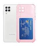 Samsung Galaxy A22 4G Kartlkl Kamera Korumal effaf Pembe Rubber Klf