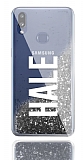 Samsung Galaxy A10S Kişiye Özel Simli Sulu Silver Rubber Kılıf
