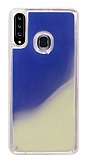 Samsung Galaxy A20S Neon Kumlu Mavi Silikon Klf