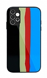 Samsung Galaxy A32 Rainbow Glass Mavi Silikon Kılıf