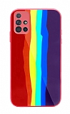 Samsung Galaxy A51 Rainbow Glass Kırmızı Rubber Kılıf