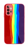 Samsung Galaxy A52 / A52 5G Rainbow Glass Kırmızı Silikon Kılıf