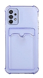 Samsung Galaxy A53 5G Kartlıklı Kamera Korumalı Şeffaf Mor Rubber Kılıf