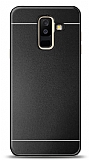 Samsung Galaxy A6 Plus 2018 Metal Siyah Şeritli Rubber Kılıf