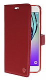 Kar Deluxe Samsung Galaxy A7 2017 Cüzdanlı Yan Kapaklı Kırmızı Deri Kılıf