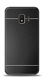 Samsung Galaxy J2 Core Metal Siyah Şeritli Rubber Kılıf
