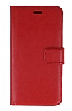 Samsung Galaxy J3 Cüzdanlı Kapaklı Kırmızı Deri Kılıf