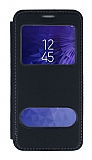 Samsung Galaxy J3 Çift Pencereli Kapaklı Siyah Kılıf