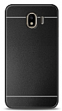 Samsung Galaxy J4 Metal Siyah Şeritli Rubber Kılıf