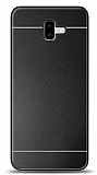 Samsung Galaxy J6 Plus Metal Siyah Şeritli Rubber Kılıf