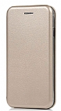 Samsung Galaxy J7 Max Curve Manyetik Kapaklı Gold Deri Kılıf
