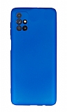 Samsung Galaxy M51 Kamera Korumal Mavi Silikon Klf