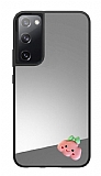 Samsung Galaxy S20 FE Pembe Bulut Figürlü Aynalı Silver Rubber Kılıf