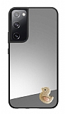 Samsung Galaxy S20 FE Pembe Ördek Figürlü Aynalı Silver Rubber Kılıf