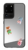 Samsung Galaxy S20 Ultra Tilki Figürlü Aynalı Silver Rubber Kılıf