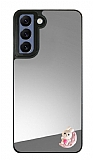 Samsung Galaxy S21 FE 5G Sevimli Tavşan Figürlü Aynalı Silver Rubber Kılıf