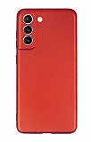 Samsung Galaxy S21 FE 5G Kamera Korumalı Mat Kırmızı Silikon Kılıf