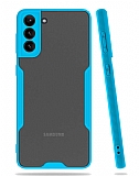 Eiroo Painted Samsung Galaxy S21 Plus Kamera Korumalı Mavi Kılıf