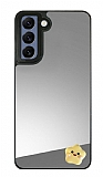 Samsung Galaxy S21 Plus Yıldız Figürlü Aynalı Silver Rubber Kılıf