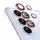 Samsung Galaxy S22 Ultra 5G Kırmızı Metal Kamera Lens Koruyucu