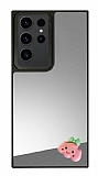 Samsung Galaxy S23 Ultra Pembe Bulut Figürlü Aynalı Silver Rubber Kılıf