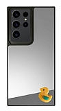 Samsung Galaxy S23 Ultra Sarı Ördek Figürlü Aynalı Silver Rubber Kılıf
