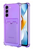 Samsung Galaxy S24 Plus Kartlıklı Kamera Korumalı Şeffaf Mor Rubber Kılıf
