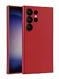 Samsung Galaxy S24 Ultra Kamera Korumalı Mat Kırmızı Silikon Kılıf