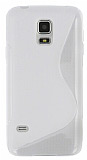 Samsung Galaxy S5 mini Desenli Şeffaf Beyaz Silikon Kılıf