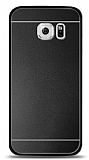 Samsung Galaxy S6 Edge Metal Siyah Şeritli Rubber Kılıf