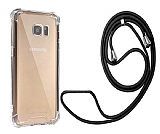 Samsung Galaxy S7 Edge Siyah Askılı Şeffaf Silikon Kılıf