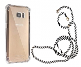 Samsung Galaxy S7 Edge Çizgili Askılı Şeffaf Silikon Kılıf