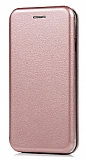 Kar Deluxe iPhone XR Curve Manyetik Kapaklı Rose Gold Deri Kılıf