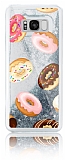 Samsung Galaxy S8 Plus Simli Sulu Donut Resimli Silver Silikon Kılıf