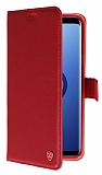 Kar Deluxe Samsung Galaxy S9 Cüzdanlı Yan Kapaklı Kırmızı Deri Kılıf