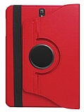 Samsung Galaxy Tab S3 9.7 T820 360 Derece Döner Standlı Kırmızı Deri Kılıf