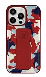 Santa Barbara Enos iPhone 13 Pro Max Standlı Kamuflaj Kırmızı Rubber Kılıf