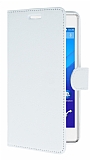 Sony Xperia C4 Cüzdanlı Yan Kapaklı Beyaz Deri Kılıf