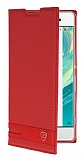 Sony Xperia XA1 Gizli Mıknatıslı Kırmızı Deri Kılıf
