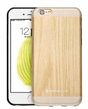 Totu Design iPhone 6 Plus / 6S Plus Ahşap Görünümlü Gold Silikon Kılıf