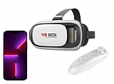 VR BOX iPhone 13 Pro Bluetooth Kontrol Kumandalı 3D Sanal Gerçeklik Gözlüğü