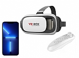 VR BOX iPhone 13 Pro Max Bluetooth Kontrol Kumandalı 3D Sanal Gerçeklik Gözlüğü