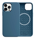 Wiwu iPhone 13 Pro Magsafe Özellikli Manyetik Mavi Silikon Kılıf
