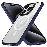 X-Level Ice Crystal iPhone 15 Pro Max MagSafe Özellikli Lacivert Silikon Kılıf