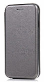 Xiaomi Mi 8 SE Curve Manyetik Kapaklı Silver Deri Kılıf